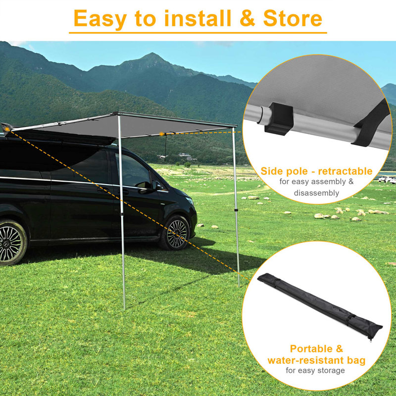 Manual Retraction Side Awning with Gray Wayfair